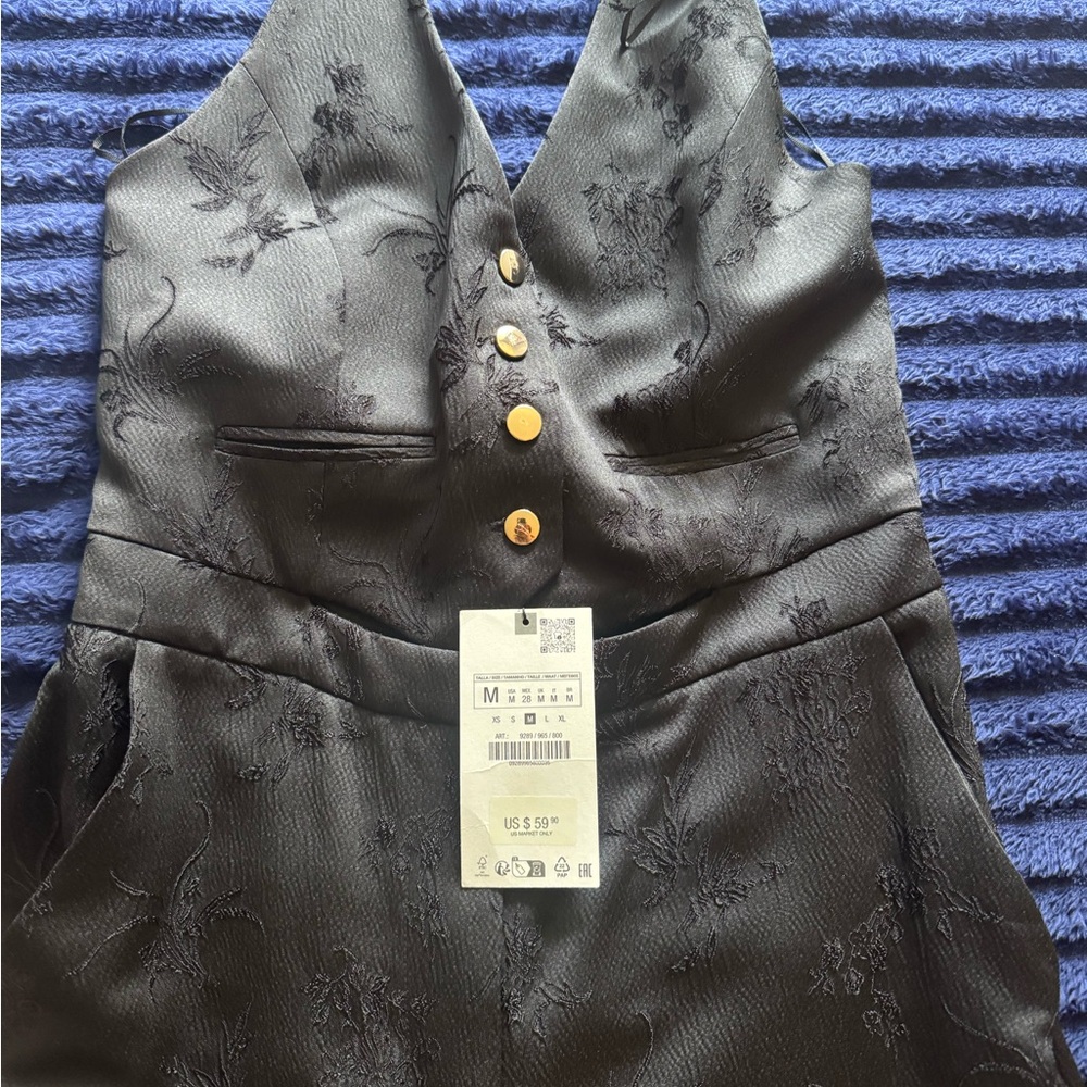 Zara Black Jumpsuit with Gold Buttons